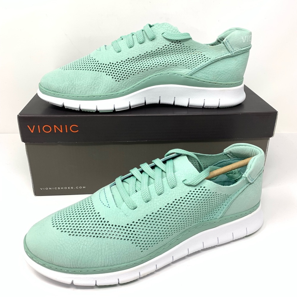 Vionic Mint Green Leather Sneaker WIDE